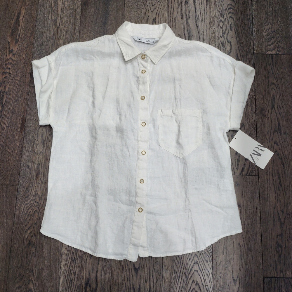 Zara White Short Sleeve Shirt